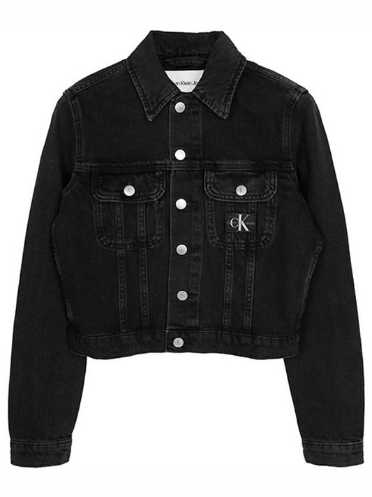 Black monologo 90S crop denim jacket J20J221257 1BY - CALVIN KLEIN - BALAAN 1