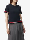 RWB Stripe Cotton Short Sleeve T-Shirt Navy - THOM BROWNE - BALAAN 2