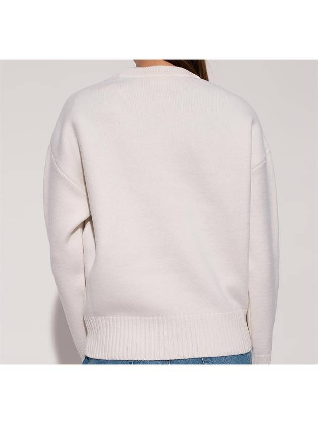 Big Heart Logo Wool Knit Top White - AMI - BALAAN 4