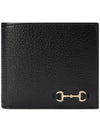 Horsebit Leather Two-Fold Half Wallet Black - GUCCI - BALAAN 3