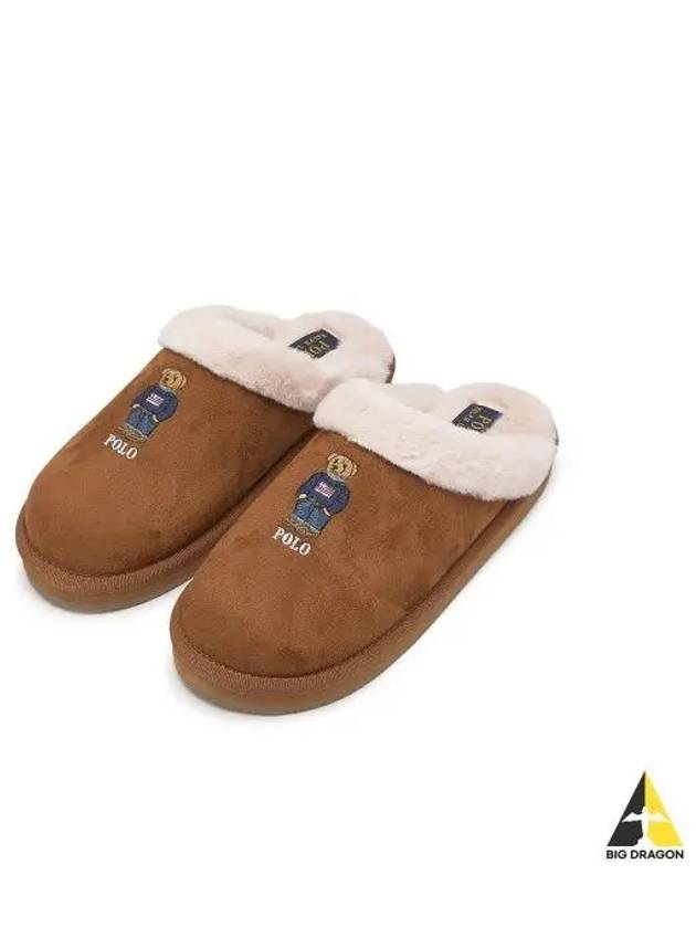 W Bear Scuff Slippers Brown - POLO RALPH LAUREN - BALAAN 1