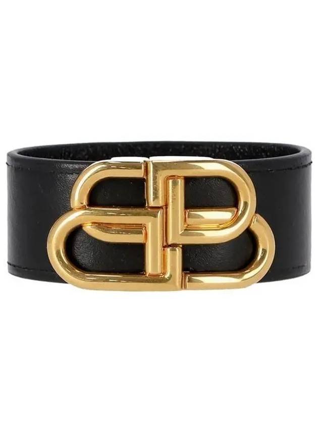 Double BB logo leather belt black gold plated - BALENCIAGA - BALAAN 2