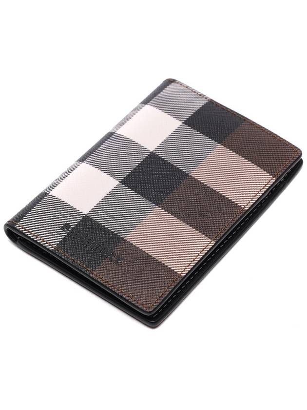 Checked Leather Card Wallet Dark Birch Brown - BURBERRY - BALAAN 6