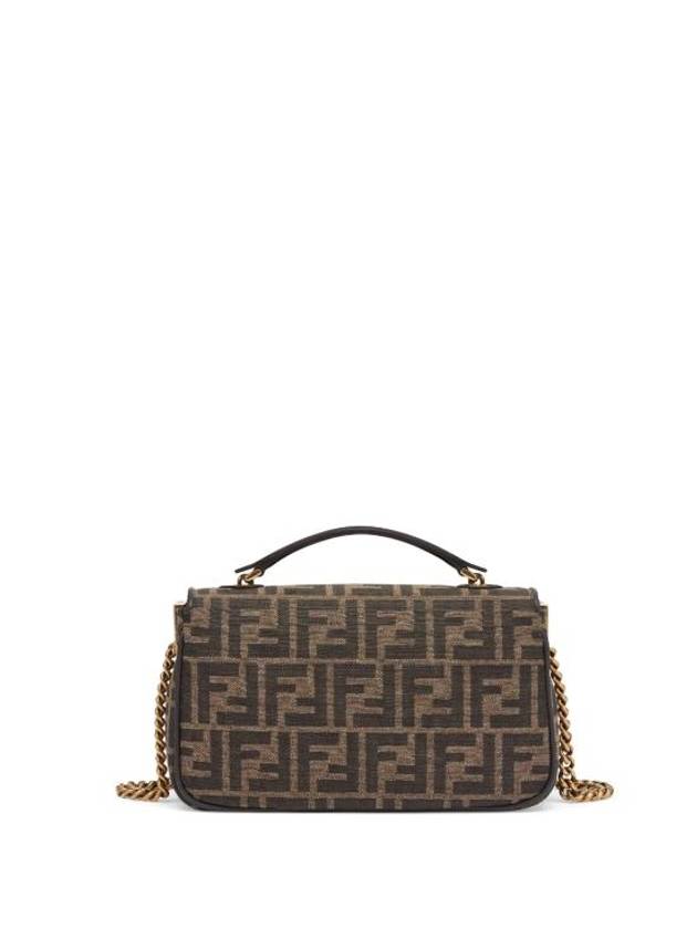 Baguette Chain FF Jacquard Medium Cross Bag Brown - FENDI - BALAAN 4