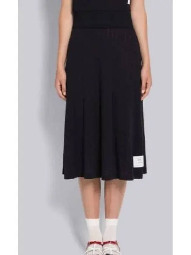 Pointelle Rip Below The Knee A-Line Skirt Navy - THOM BROWNE - BALAAN 2