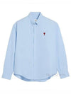 Heart Logo Boxy Fit Button Long Sleeve Shirt Sky Blue - AMI - BALAAN 2