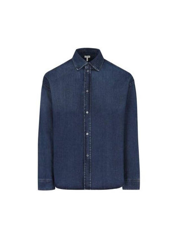 Anagram Denim Long Sleeve Shirt Blue - LOEWE - BALAAN 1