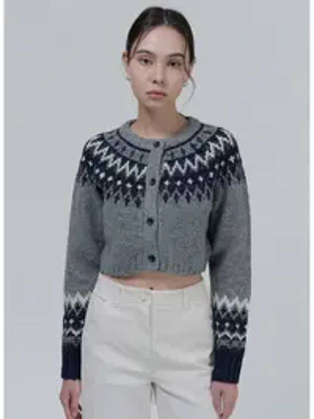 Wool Nordic Crop Cardigan Grey - EGOEDIT - BALAAN 1