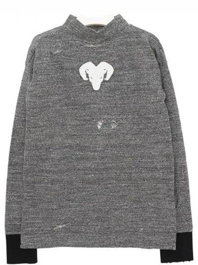 Mock Neck Printed Cotton Long Sleeve T-shirt Grey - MAISON MARGIELA - BALAAN 2