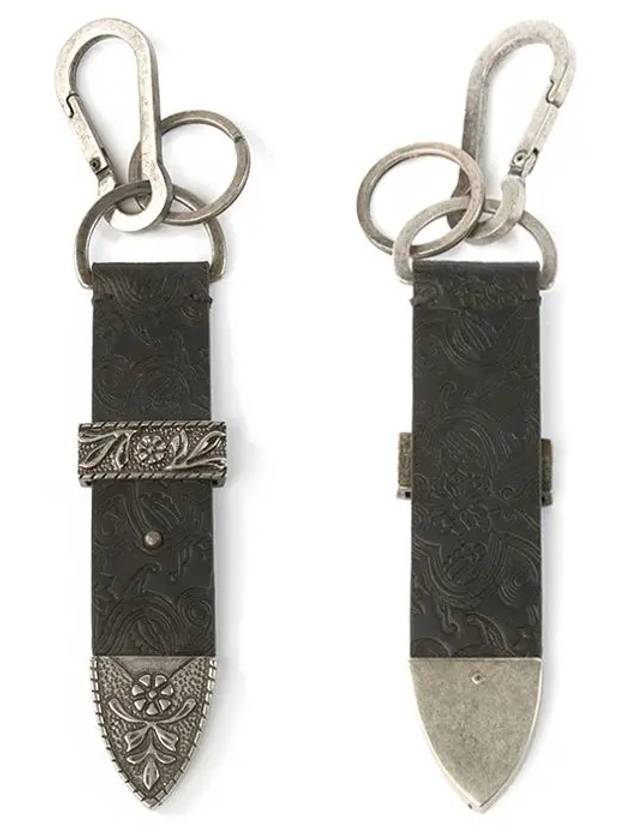 Buffalo leather bayonet key ring black S8HA814P146 - BALMAIN - BALAAN 1