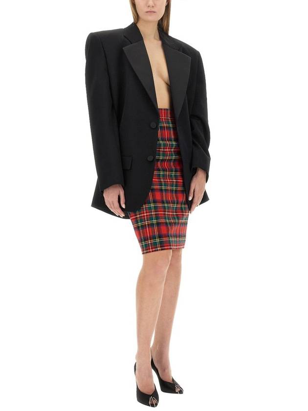 Tartan Motifwool Midi Skirt 763685 Y2H556363 B0010654442 - SAINT LAURENT - BALAAN 3