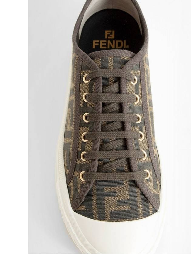 Domino FF Fabric Low Top Sneakers Brown - FENDI - BALAAN 7