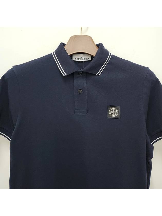 Stretch Cotton Pique Short Sleeve Polo Shirt Navy - STONE ISLAND - BALAAN 5