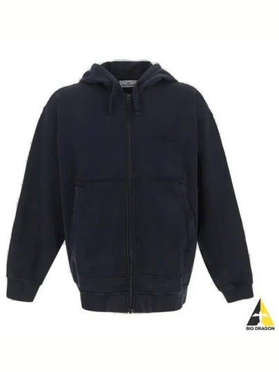 Garment Dyeing Cotton Jersey Zip-Up Hoodie Navy - STONE ISLAND - BALAAN 2