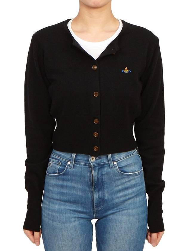 Bea ORB Embroidered Logo Crop Cardigan Black - VIVIENNE WESTWOOD - BALAAN 5