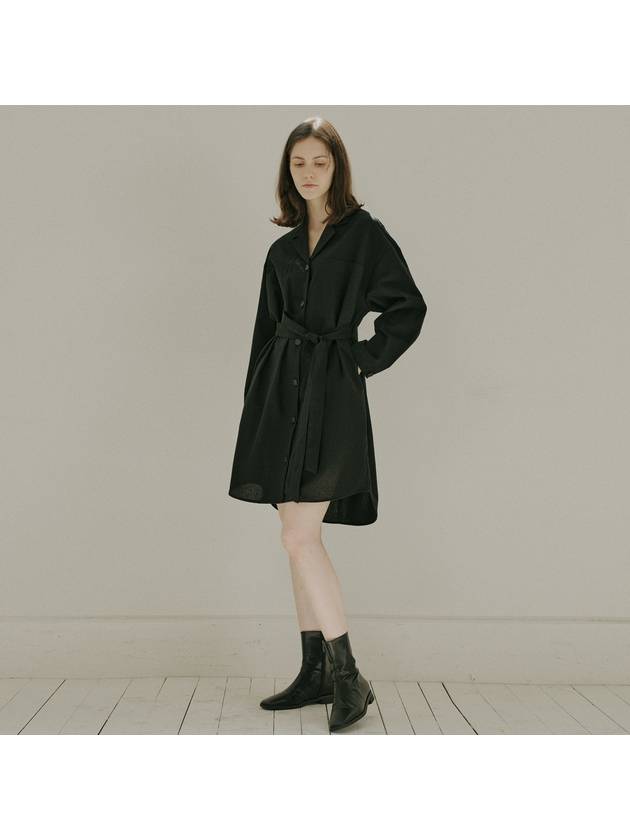 Overfit Shirt Long Sleeve Dress BLACK - AVANT-G - BALAAN 4