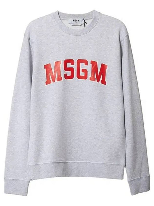 Men's Logo Print Cotton Sweatshirt Light Grey - MSGM - BALAAN 2