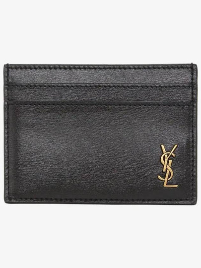 Tiny Monogram Shiny Leather Card Case Black - SAINT LAURENT - BALAAN 2