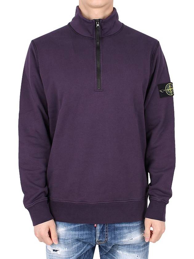 Wappen Patch Half Zip Up Sweatshirt Purple - STONE ISLAND - BALAAN 3