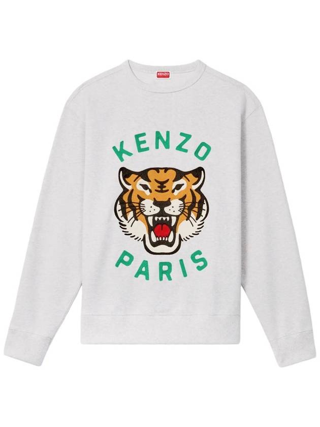 Lucky Tiger Embroidery Cotton Sweatshirt Pale Grey - KENZO - BALAAN 2