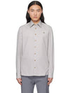 Men's Embroidered ORB Long Sleeve Shirt Grey - VIVIENNE WESTWOOD - BALAAN 2