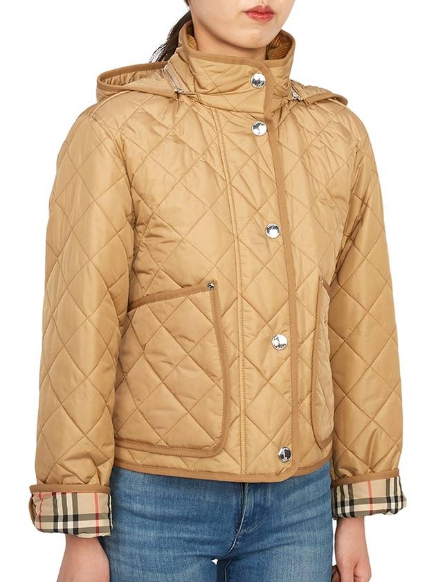 Women's Cropped Quilted Hoodie Jacket Archives Beige - BURBERRY - BALAAN 5