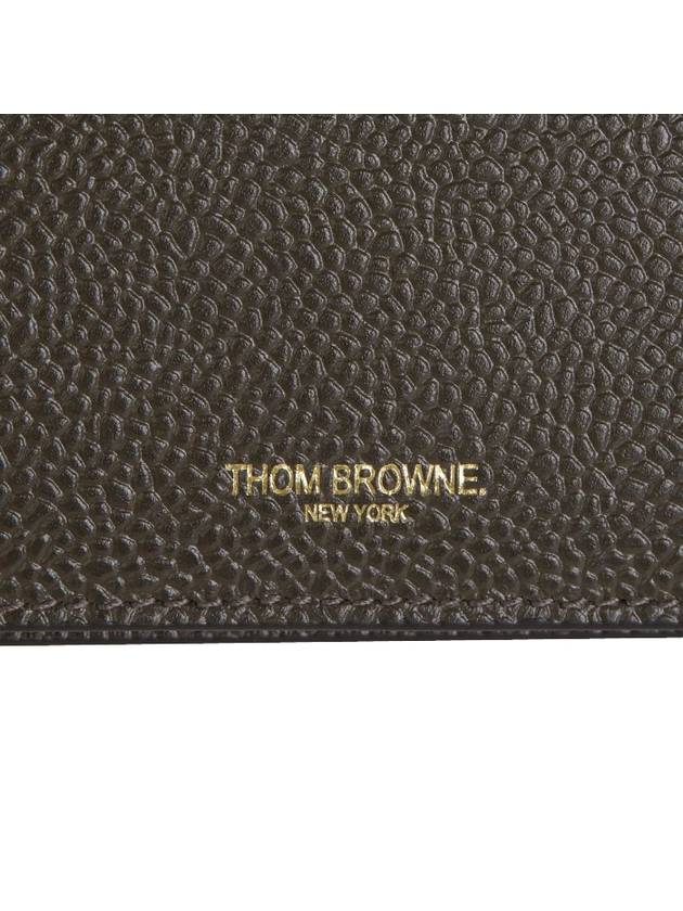 Men's Logo Pebble Grain Leather Long Wallet Brown - THOM BROWNE - BALAAN 7