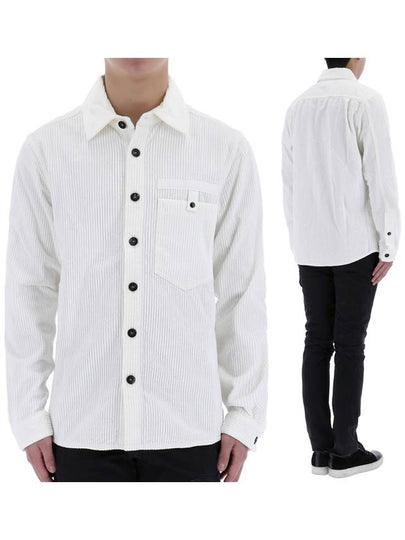 Logo Oversized Cotton Long Sleeve Shirt White - STONE ISLAND - BALAAN 2