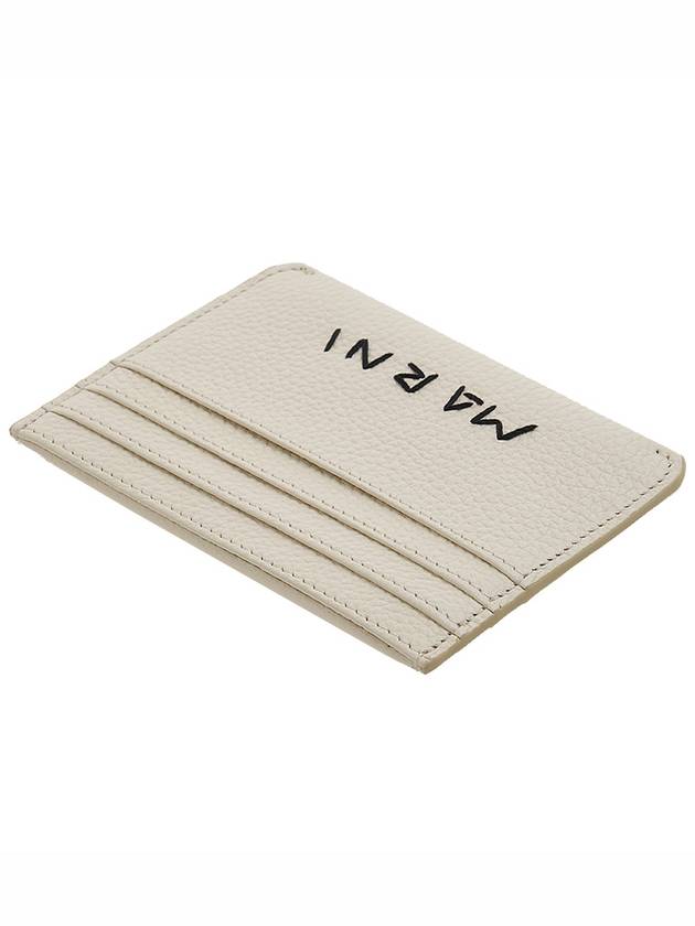 Embroidered Logo Calfskin Card Wallet Ivory - MARNI - BALAAN 5