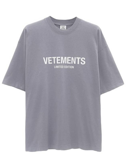 Men's Logo Print Short Sleeve T-Shirt Purple - VETEMENTS - BALAAN 2