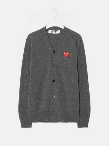 Men s Red Heart Wappen Spring Fall Cardigan Gray Domestic Product GM0023011139205 - COMME DES GARCONS PLAY - BALAAN 1