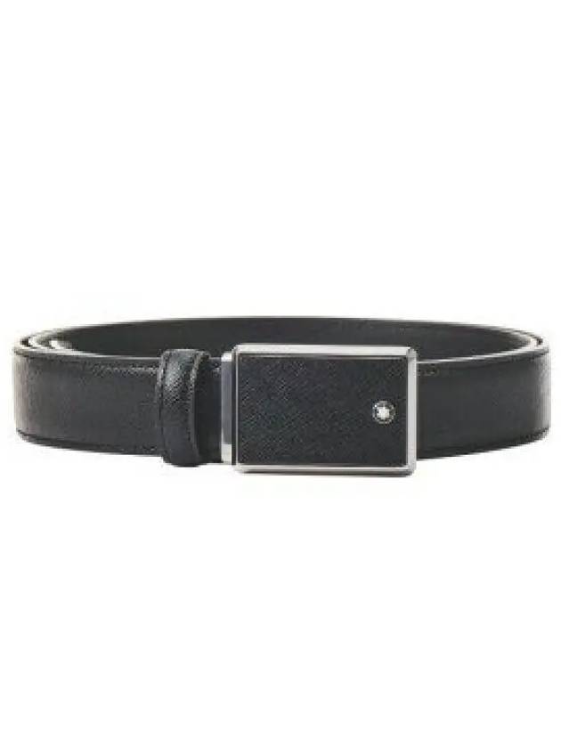 Plate Buckle Saffiano Leather Belt Black - MONTBLANC - BALAAN 2