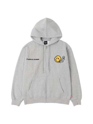 Men's Embroidery Logo Hoodie Grey - STOCKHOLM SYNDROME - BALAAN 1