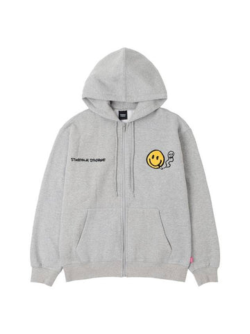 Men's Embroidery Logo Hoodie Grey - STOCKHOLM SYNDROME - BALAAN 1