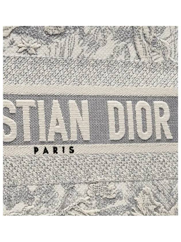 Toile De Jouy Embroidery Medium Book Tote Bag Ecru Grey - DIOR - BALAAN 6