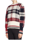 Tartan Check Jacquard Wool Mohair Knit Top Red Beige - THOM BROWNE - BALAAN 7