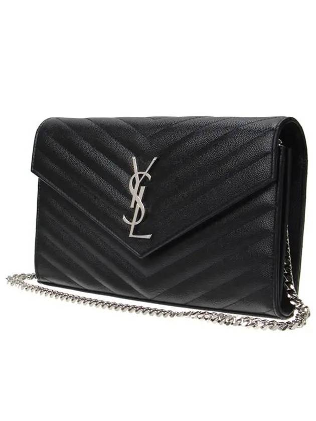 Cassandre Matelasse Chain Cross Bag In Grain de Poudre Embossed Leather Black - SAINT LAURENT - BALAAN 3