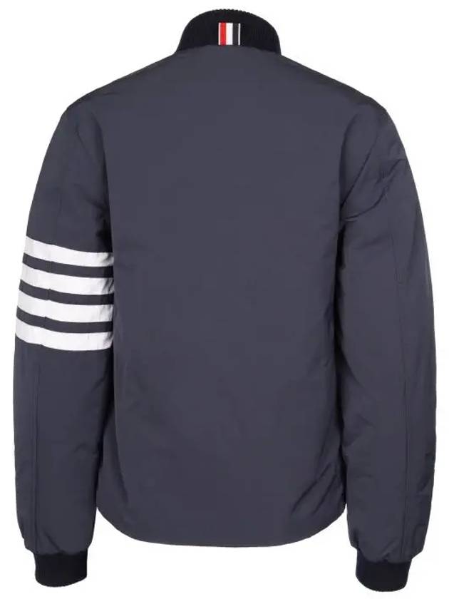 Tech Faille 4 Bar Down Varsity Bomber Jacket Navy - THOM BROWNE - BALAAN 3