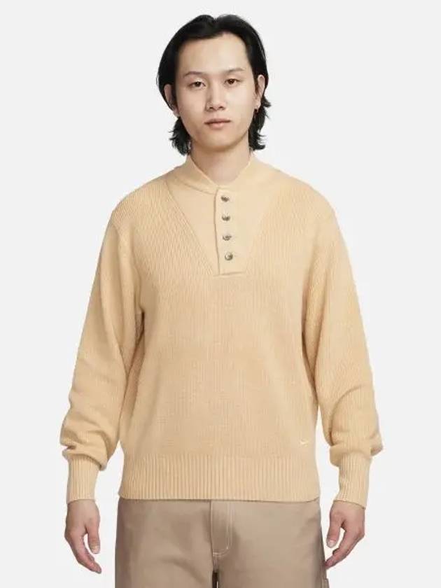 Military Henry Long Sleeve Knit Top Beige - NIKE - BALAAN 2