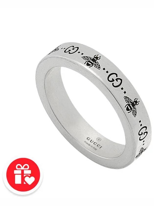 GG Bee Engraved Thin Ring Silver - GUCCI - BALAAN 8