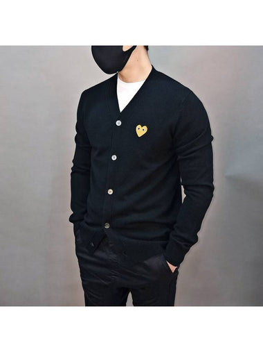 Gold Heart Wool Cardigan Black 050 - COMME DES GARCONS PLAY - BALAAN 1