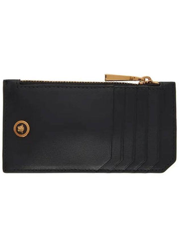 Medusa Embellished Zipper Card Wallet Black - VERSACE - BALAAN 1