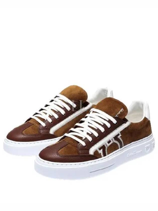 Gancini Low Top Sneakers Brown - SALVATORE FERRAGAMO - BALAAN 2