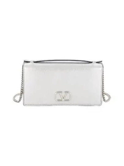 V Logo Signature Chain Long Wallet Silver - VALENTINO - BALAAN 2