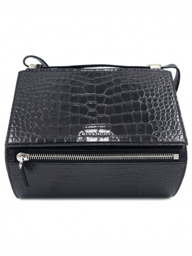 Women s Givenchy 13L5255406 Black Calfskin Crocodile Embossed Silver Pandora Box Medium 2WAY gt bag Gangbuk used luxury goods - GIVENCHY - BALAAN 1