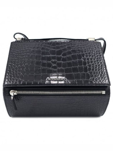 Women s Givenchy 13L5255406 Black Calfskin Crocodile Embossed Silver Pandora Box Medium 2WAY gt bag Gangbuk used luxury goods - GIVENCHY - BALAAN 1