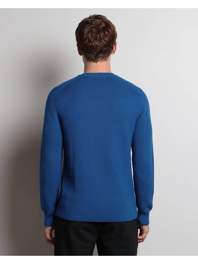 Men's Crew Neck Wool Knit Top Blue - THEORY - BALAAN 3