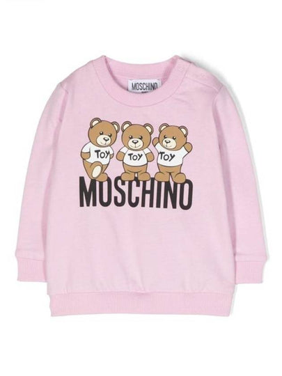 Kids Bear Logo Print Sweatshirt Pink - MOSCHINO - BALAAN 2