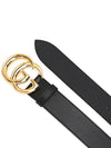 Double G Buckle Leather Belt Black - GUCCI - BALAAN 3