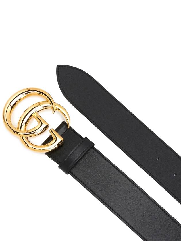 Double G Buckle Leather Belt Black - GUCCI - BALAAN 3